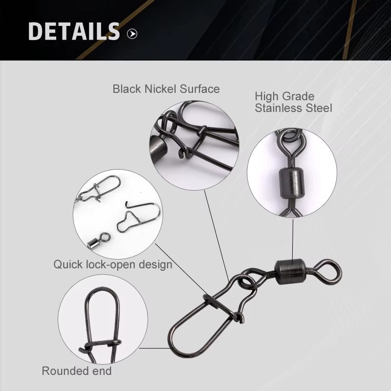 50 verschiedene Karabiner mit Wirbel